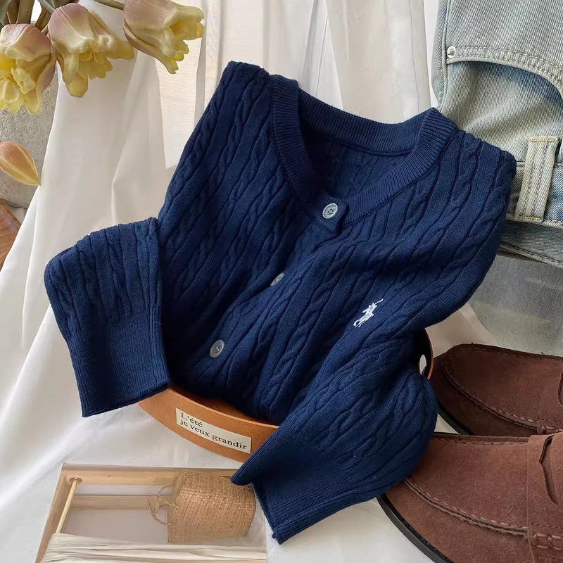 2025 Autumn/Winter New Embroidered Knit Cardigan for Women, Round Neck, Loose Twist Sweater Jacket, Stylish Outerwear 2025 Autumn/Winter New Embroidered Knit Cardigan for Women, Round Neck, Loose Twist Sweater Jacket, Stylish Outerwear