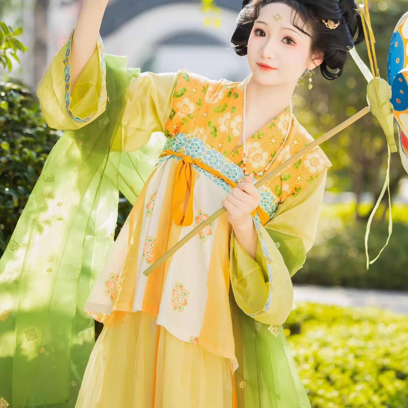 New Style Hanfu for Women, Chinese Style Tang-Style Jacket, Cross-Collar Shirt, One-Piece Chest-Length Skirt, Tang-Style Ancient Princess Dress