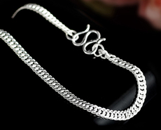 Серебряное ожерелье 999足银男士纯银项链男女平链项链情侣项链马鞭链项链送礼锁骨链 OTHER