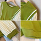 Green striped chiffon women's 2023 spring new fat mm splicing fake two-piece sweater design chic top
