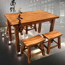 Noodle Gallery Table Solid Wood Hotel Long Bench Bench Table Stool Hot Pot Stool Rectangular Table Bench Small Eating Shop Table Matching