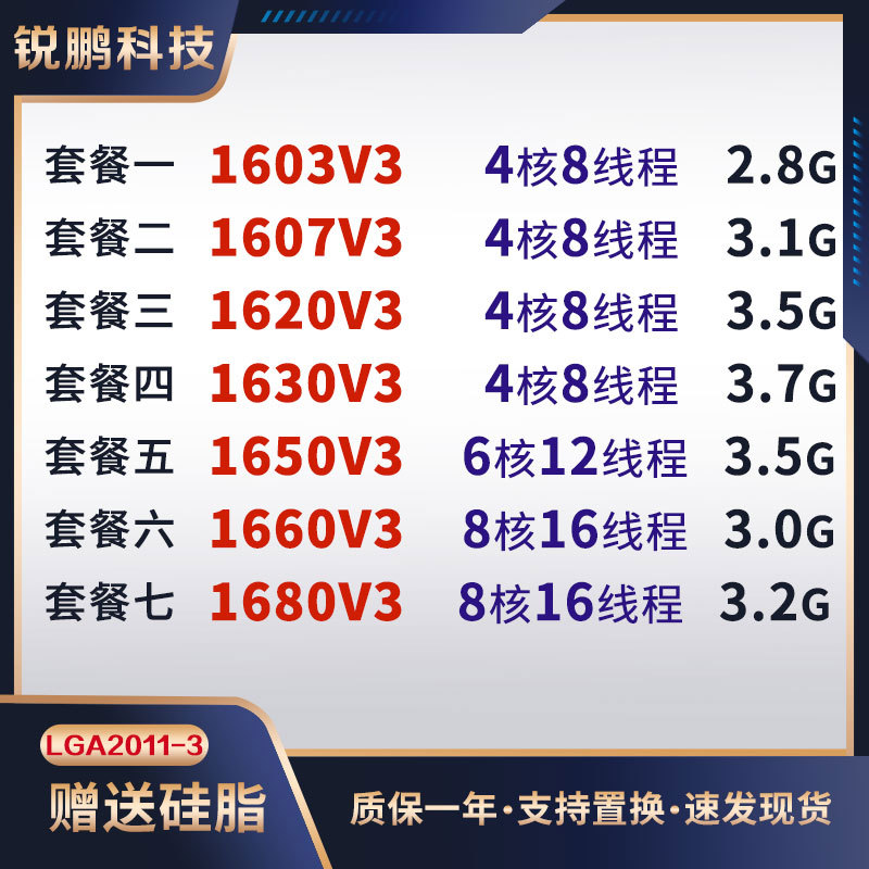E5-1603V3 1607 1620 1630 1650 1660 1680V3 2011-3-Pin Cpu