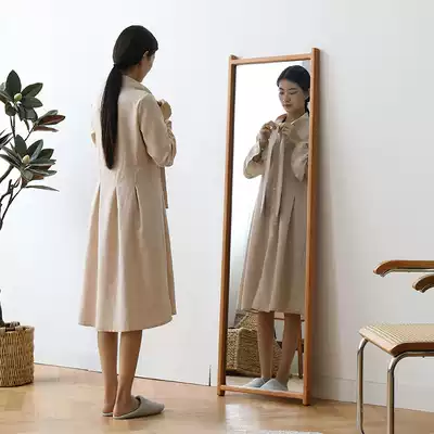 Nordic Japanese-style black walnut cherry wood solid wood frame full-length mirror Household floor-to-ceiling full-length mirror Simple full-length mirror