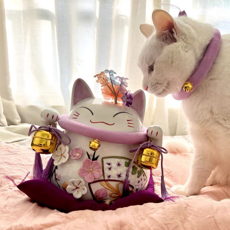 日本樱花招财猫摆件结婚开业生日礼物客厅家居装饰品高级感小众-淘宝网