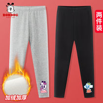 Babu Bean Girl Gapped Underpants Winter Medium Large Boy Warm Can Outside Wearing Pants Cashmere Integrated Suede Trousers