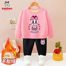 Babu Bean Girl Net Red Suit Plus Suede Warm Autumn Winter Dress 2021 New Foreign Gas Two Sets Childrens Clothes