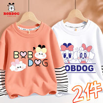 Baby girl t-shirt long-sleeved bottoming shirt spring and autumn cotton fake two-piece childrens spring top female 2022 new