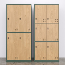 Staff locker iron home wardrobe locker wood grain bathroom gym beauty salon cabinet with lock