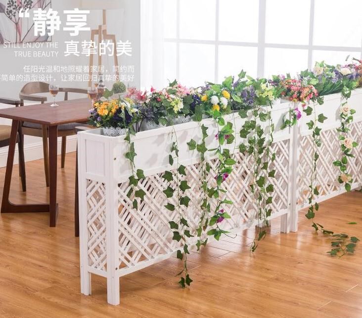 Indoor mesh modern dwarf fence card dairy tea shop customized outdoor hotel white solid wood restaurant partition flower frame