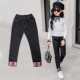 Quần jean bé gái cộng với nhung dày ở bé trai một chiếc quần legging nhung mùa đông mặc ngoài quần dài quần bút chì