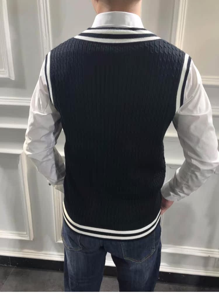 Mùa thu đông phiên bản mới của Hàn Quốc theo xu hướng tự nhiên v-cổ đan áo vest nam vest nhỏ tươi nước Anh áo vest khoác nam