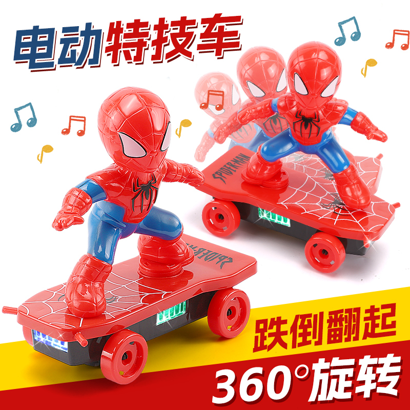 Cool Spider-Man Stunt Scooter Electric Rolling Car Spider-Man Toy for Children Boys 2-3 Years Old Tiktok Popular Cool Spider-Man Stunt Scooter Electric Rolling Car Spider-Man Toy for Children Boys 2-3 Years Old Tiktok Popular