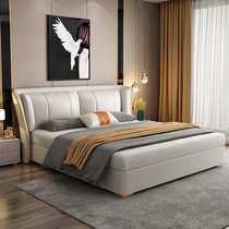 Light extravagant type main sleeper 1 8 m headlayer genuine leather double soft bed Nordic minimalist modern pneumatic storage large wedding bed
