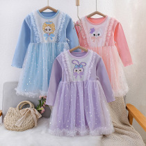 Girl Aisa Princess Spring and Autumn Dress Cartoon Dress Little Nabelle Girl Dress Dress Dress