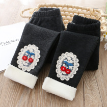Baby plus thickened bottle thickness children in winter clothing for children in small girls pants in winter warm outer wear trousers