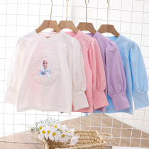 Princess Elsa Girl Long Sleeve T-shirt for Children Pure Cotton Blade Girl Baby Bubble Sleeve Top Tide