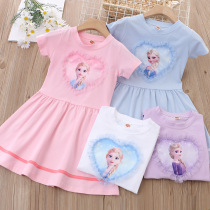 Girl dress summer girl Princess Aisa dress pure cotton childhood short sleeve child summer baby dress