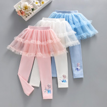 Princess Aisha girl wears pants and pants in spring and autumn two pieces of pants and baby mesh dress