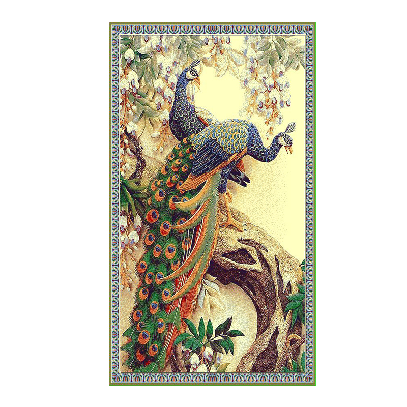 Mongolian pure wool encrypted tapestry (peacock) 1*1 5 m