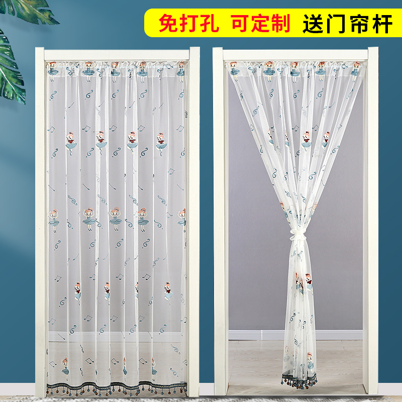 Door curtain partition curtain art summer mosquito - proof household non-perforating gauze mesh lace door curtain bedroom living room ventilation