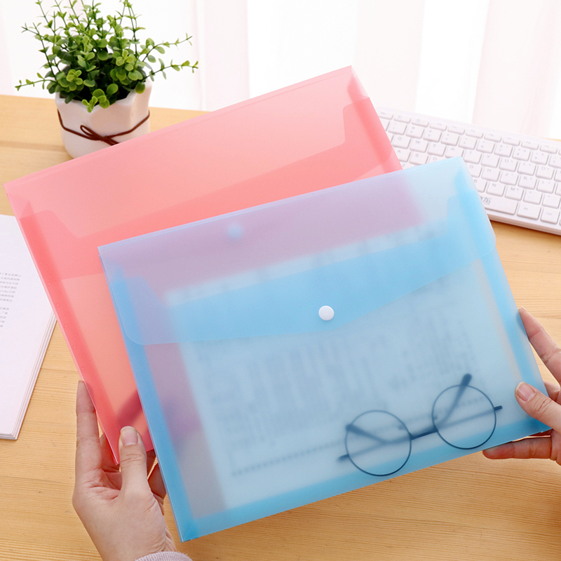 Solid File Bag A4 File Containing button Bag Student Book Exam Paper Classification Bag Large Capacity Kit Transparent