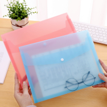 Solid File Bag A4 File Containing Button Bag Student Book Exam Paper Classification Pack Large Capacity Kit Transparent