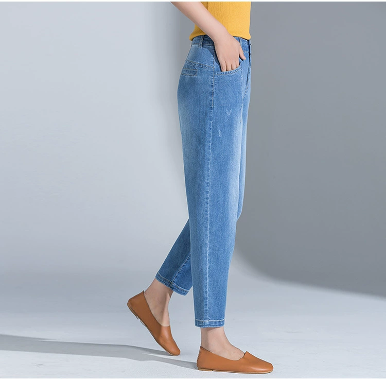 Mùa xuân mới 2019 quần nữ cạp cao cạp cao quần jeans chín quần harem quần âu quần carrot - Quần jean