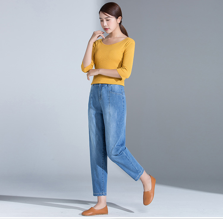 Mùa xuân mới 2019 quần nữ cạp cao cạp cao quần jeans chín quần harem quần âu quần carrot - Quần jean đồ nữ đẹp