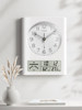 2025 Model Living Room Wall Clock with Automatic Radio Time Synchronization, Wall-Mounted Clock with Temperature, Humidity, Calendar, No Drilling Required