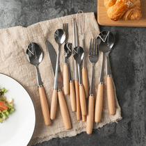 Spoon Japanese home cute stainless steel knife fork portable Western tableware set chopsticks fruit ice cream spoon