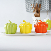 Ceramic seasoning bottle can set creative European household kitchen supplies monosodium glutamate pepper oil salt jar condiment seasoning box