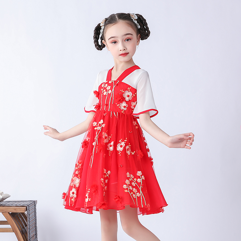 Girl Hanfu Summer Middle Country Wind Children Don Dress Dress Super-Fairy Retro Clothes Baby Foreign Gas Little Girl Skirt-Taobao