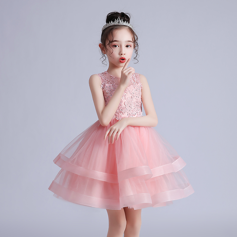 Children's Princess 2022 Summer New Girl Dress Pungukang Baby Yarn Dress hollow Super Ocean Dress