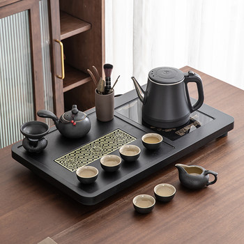 Tea Set with Automatic Water Filling, High-End Household Small Tea Table, Complete Set with Small Tea Tray, Kettle, and Tea Table