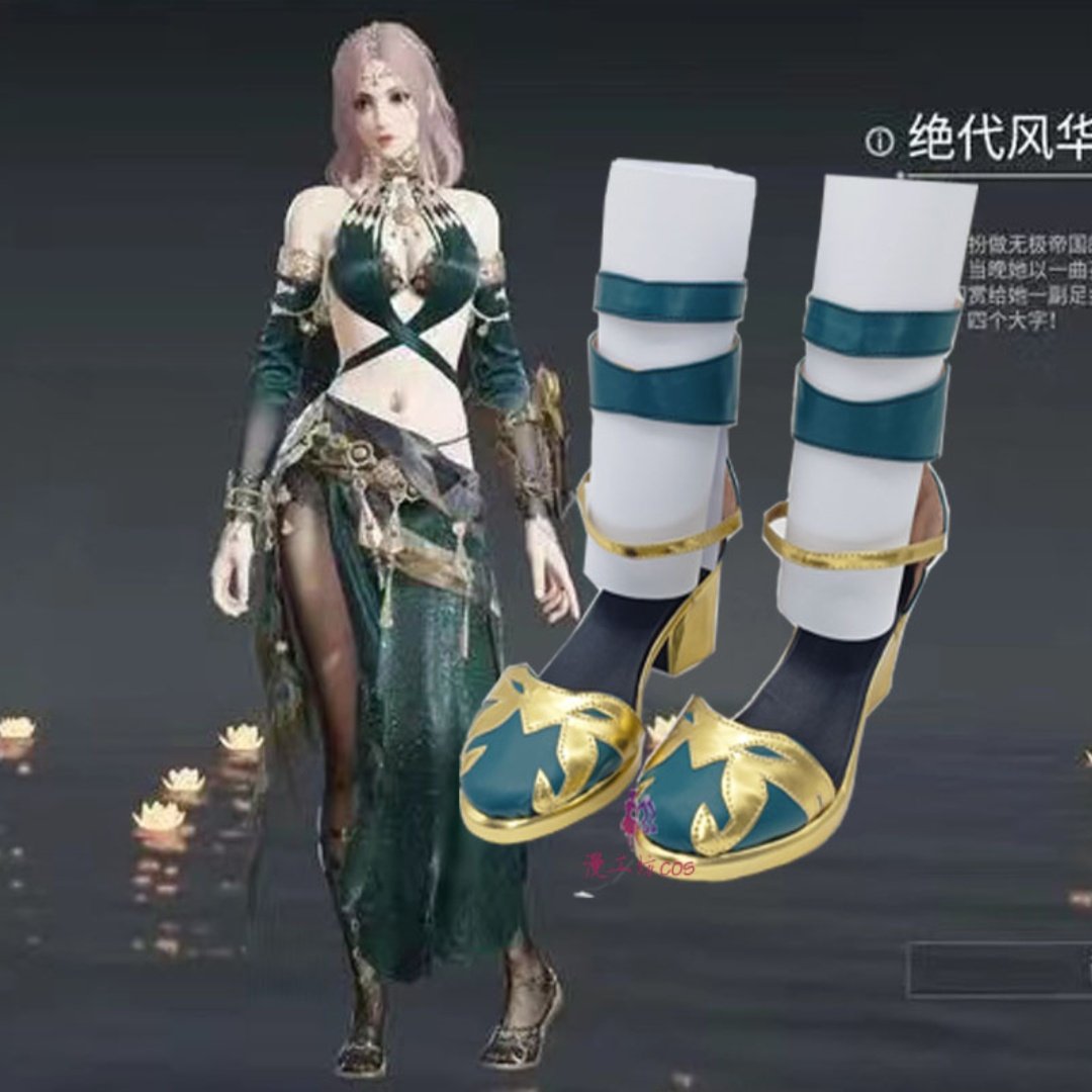 永劫无间迦南绝代风华cos鞋子定制绿色游戏cosplay靴子来图定做!这波我必须安利!_COSPLAY配件_淘宝游戏网