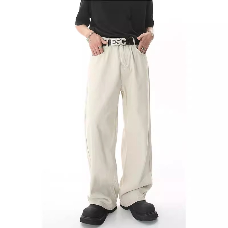 Awrb American High Street Straight-Leg Basic Jeans for Men and Women, Loose Fit, Versatile, Washed Vibe Style, Trendy Long Pants