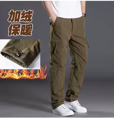 Winter velvet thick outdoor casual work clothes pants warm cotton pants