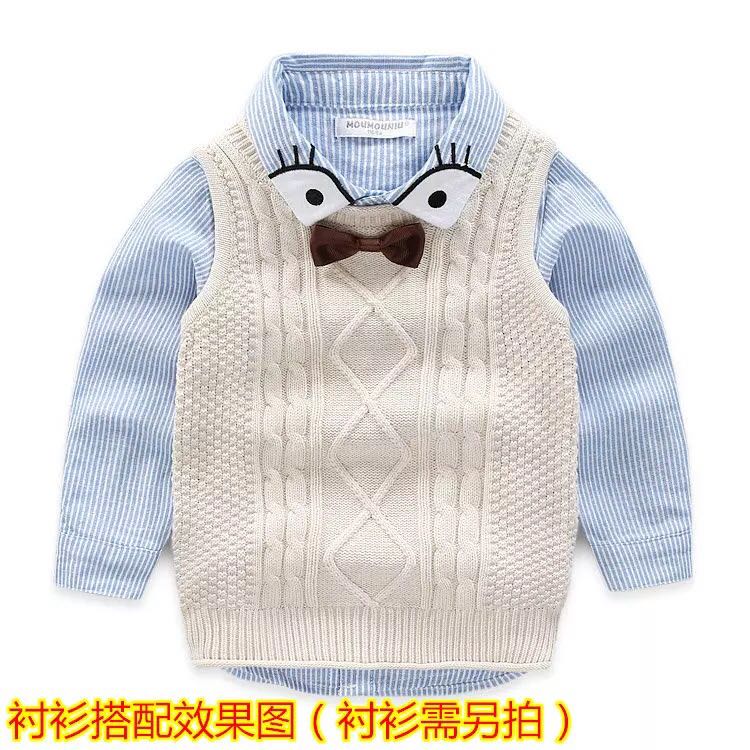Áo vest bé trai vest mùa thu trẻ em đan áo vest clip bé nơ vest 3015 áo gile denim bé gái