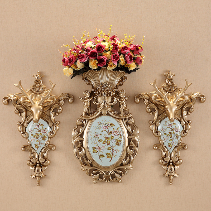 Eurostyle light and extravagant wall-mounted flowerpots flower inserts in the dining room background wall accessories Hanging Ornament Hotel Clubhouse Soft Dress