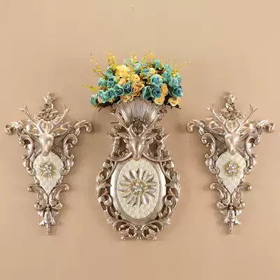 European-style living room background wall decoration Wall hanging creative wall pendant decoration Dining room wall decoration deer head flower plug