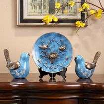 Creative Joy Magpie Swing Piece Small Bird Crafts American Countryside Living Room Room Wine Locker Room Table room Tabletop Decorations