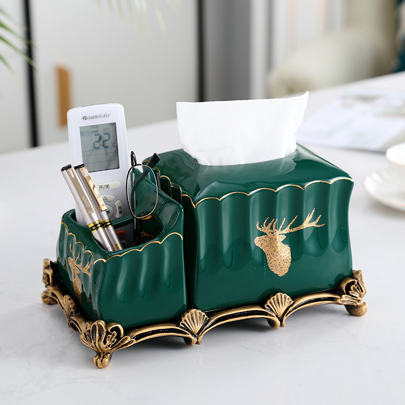 American light luxury tissue box living room coffee table remote control storage box multifunctional toilet paper box dining room Nordic creativity