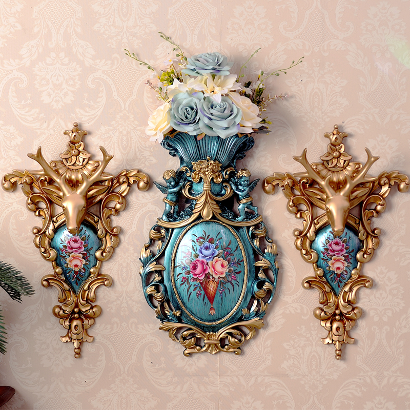 European style vintage wall-mounted flowerpot flower oil painting wall decoration dining room wall decoration pendant TV background wall decoration painting gift