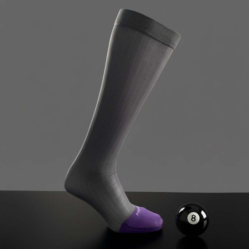 B311Bz Men's Purple Business Socks with Wide Stripes, Mid-Calf Formal Long Socks, Dress Socks, Leather Shoe Socks