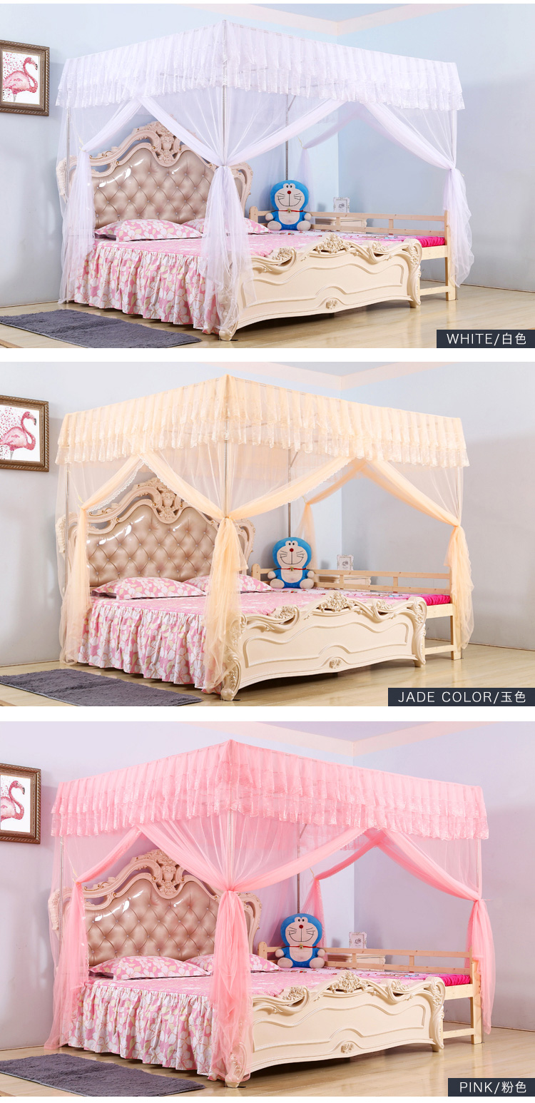 Tùy chỉnh kích thước lưới chống muỗi để tăng chiều rộng 3 mét Giường da kích thước 2,5 khâu ba cửa mở kích thước cha-con - Lưới chống muỗi màn chụp vuông gấp gọn