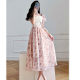 The design is sweet and thin, retro platycodon floral dress, large size, high-end meat-covering chiffon dress, fat mm