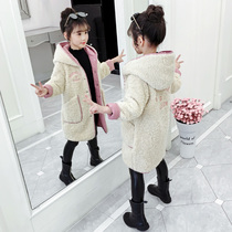 Girls autumn and winter 2020 new foreign atmosphere childrens clothing plus velvet thickened lamb hair coat girl coat
