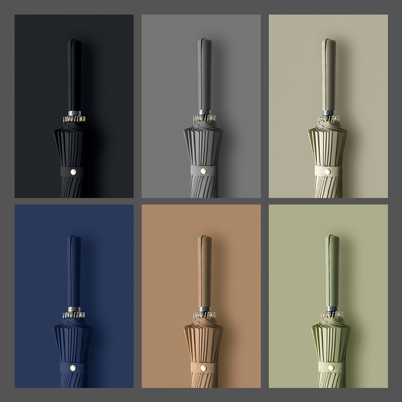 24 bone long handle umbrella increased reinforcement thickened long-lever straight shank increased double trio megatunge against wind