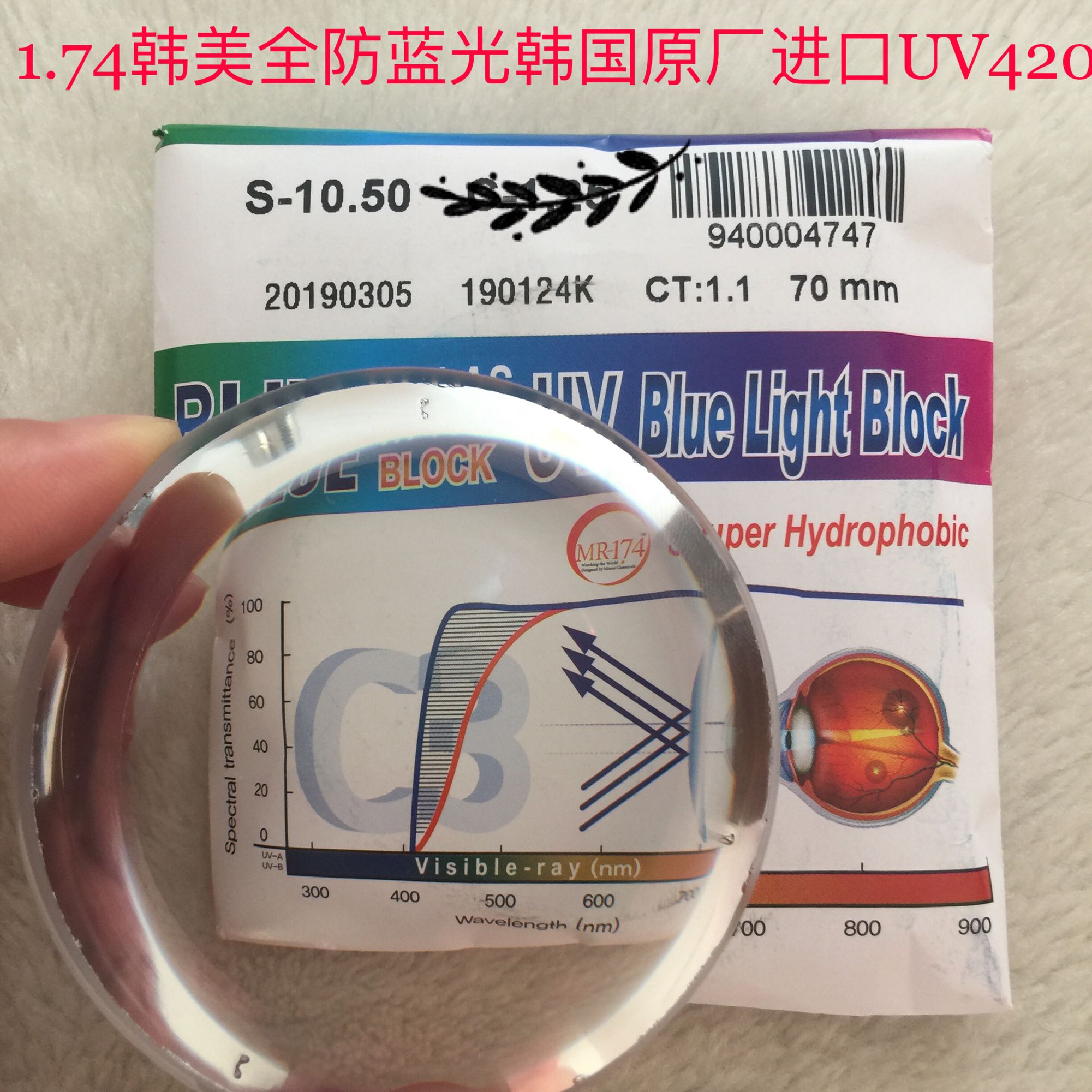 1 74 Korea-US anti-blue nano multilayer ultra-hair water film high-definition anti-radiation ultra-thin myopia-lens matching lens