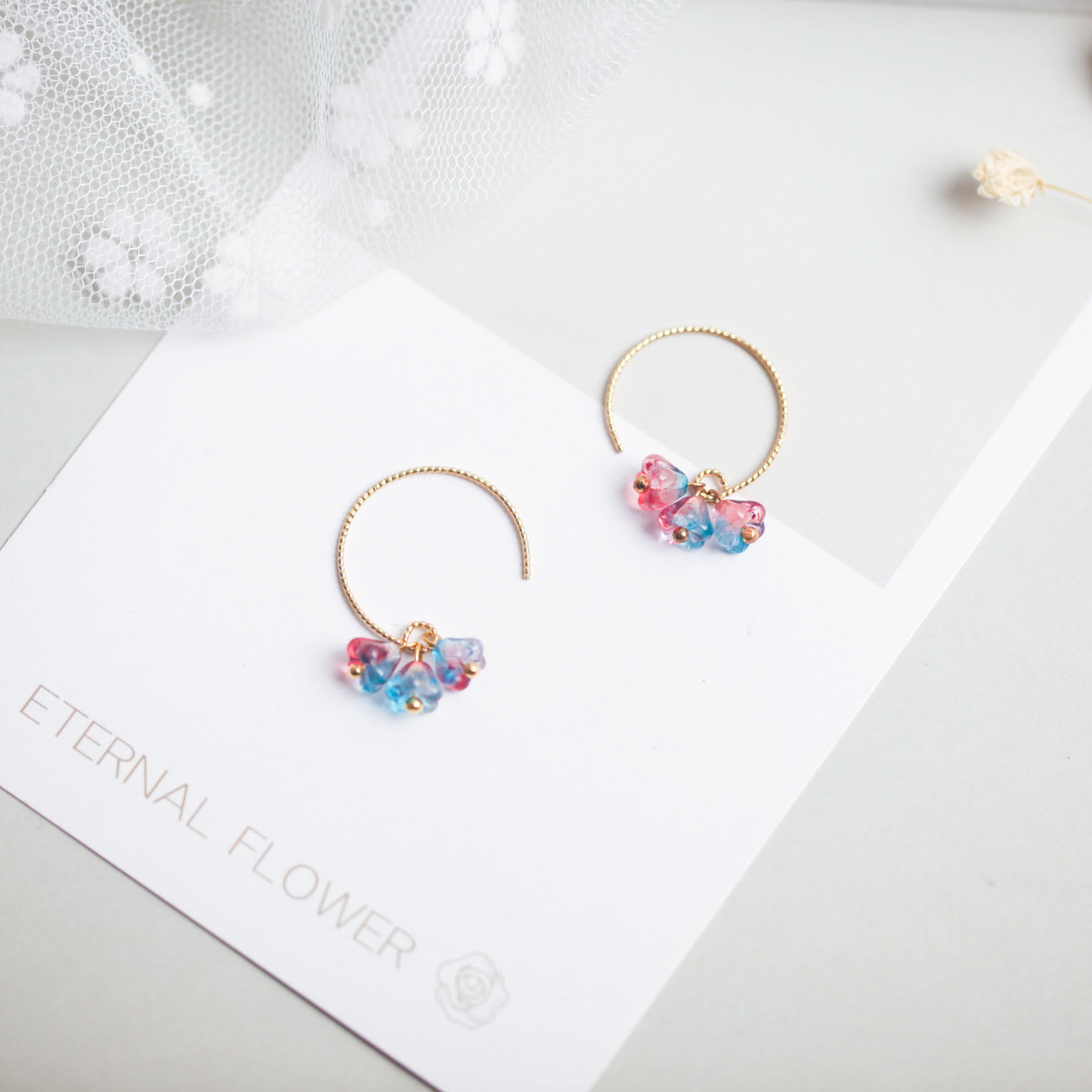 Flower Hanging Barlough earrings earrings s925 pure silver small ear crashes beautiful temperament retro